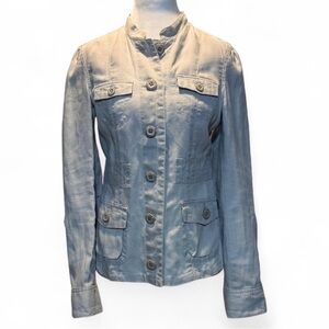 Eddie Bauer Linen Utility Jacket Gray Size Small P-P17” Length 23.5”